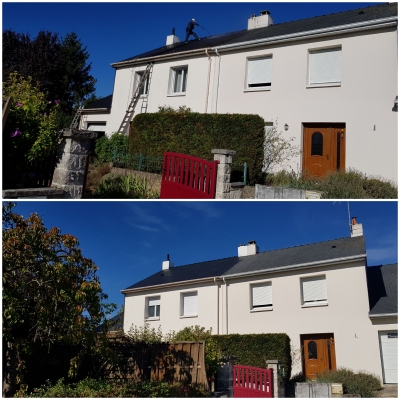Nettoyage d'un toit de maison à haute pression