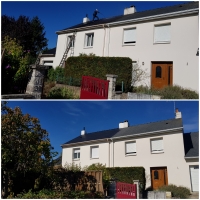 Nettoyage d'un toit de maison à haute pression
