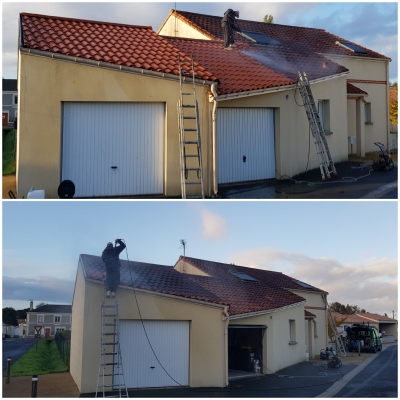 Nettoyage d'un toit et façade à la Chevrolière