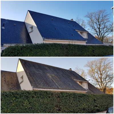 Nettoyage d'une toiture en ardoise d'une maison à Nantes